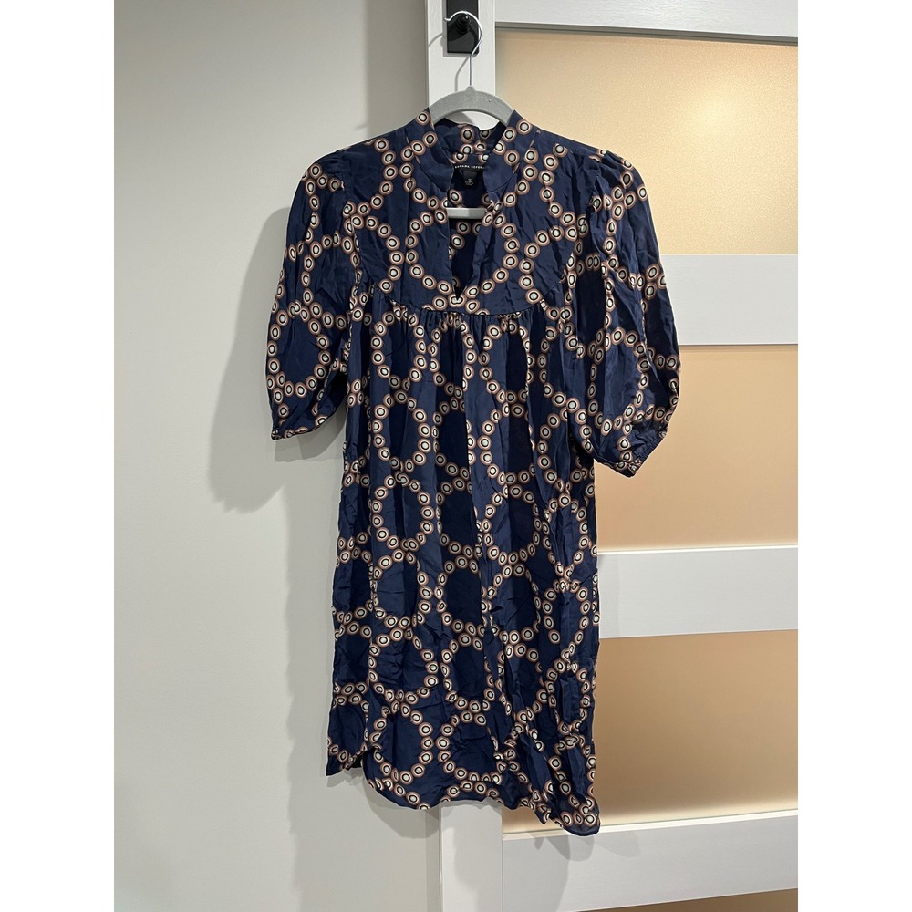 Banana Republic Navy Geometric‎ Print Silk Tunic Dress Size Medium